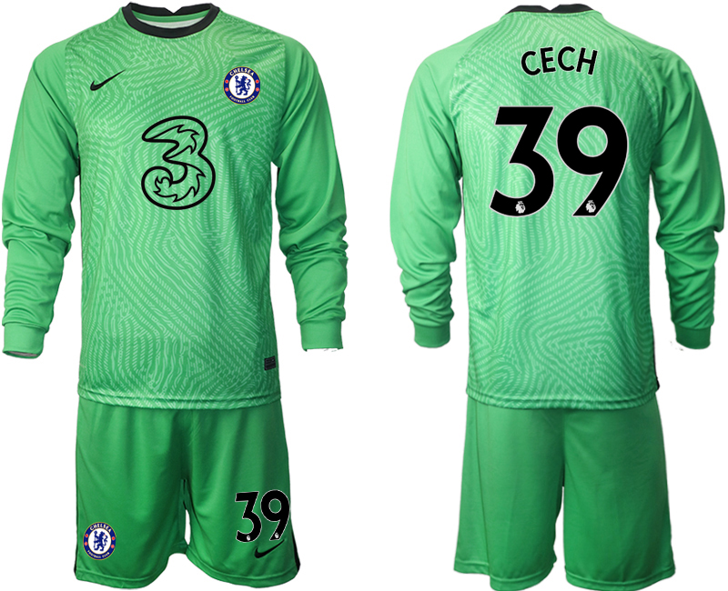 Men 2021 Chelsea green goalkeeper long sleeve #39 soccer jerseys->chelsea jersey->Soccer Club Jersey